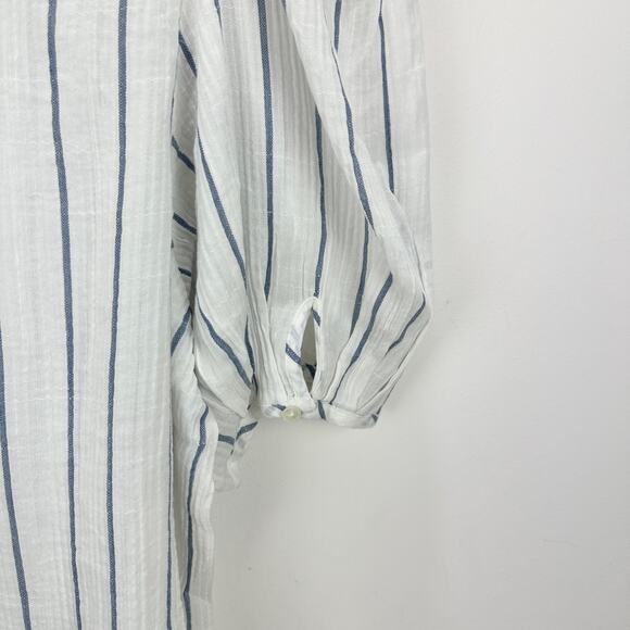 J.Crew Puff Sleeve Top Sheer Gauze Cotton Striped Lightweight Ivory XL NWT - Picture 13 of 13